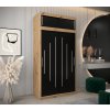 šatní skříň y0 s nástavcem s posuvnými dveřmi - šířka 120 cm dub artisan + černá