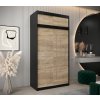 šatní skříň y0 s nástavcem s posuvnými dveřmi - šířka 120 cm dub sonoma + černá