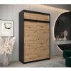 šatní skříň y0 s nástavcem s posuvnými dveřmi - šířka 150 cm dub artisan + černá