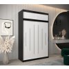 šatní skříň y0 s nástavcem s posuvnými dveřmi - šířka 150 cm černá + bílá