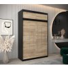 šatní skříň y0 s nástavcem s posuvnými dveřmi - šířka 150 cm dub sonoma + černá