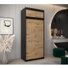 šatní skříň y0 s nástavcem s posuvnými dveřmi - šířka 100 cm dub artisan + černá