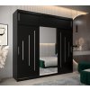 šatní skříň abi y1 s nástavcem s posuvnými dveřmi se zrcadlem - šířka 250 cm černá