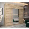 šatní skříň abi y1 s nástavcem s posuvnými dveřmi se zrcadlem - šířka 250 cm dub sonoma