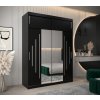 šatní skříň abi y1 s nástavcem s posuvnými dveřmi se zrcadlem - šířka 180 cm černá