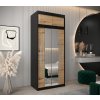 šatní skříň abi y1 s nástavcem s posuvnými dveřmi se zrcadlem - šířka 100 cm dub artisan + černá