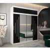 šatní skříň abi y1 s nástavcem s posuvnými dveřmi se zrcadlem - šířka 200 cm černá + bílá