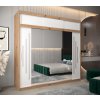 šatní skříň abi y2 s nástavcem s posuvnými dveřmi se zrcadlem - šířka 250 cm dub artisan + bílá