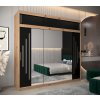šatní skříň abi y2 s nástavcem s posuvnými dveřmi se zrcadlem - šířka 250 cm dub artisan + černá
