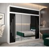 šatní skříň abi y2 s nástavcem s posuvnými dveřmi se zrcadlem - šířka 250 cm černá + bílá