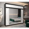 šatní skříň abi y2 s nástavcem s posuvnými dveřmi se zrcadlem - šířka 250 cm černá + bílá