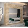 šatní skříň abi y2 s nástavcem s posuvnými dveřmi se zrcadlem - šířka 250 cm dub sonoma