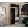 šatní skříň abi y2 s nástavcem s posuvnými dveřmi se zrcadlem - šířka 120 cm dub artisan + černá