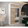 šatní skříň abi y2 s nástavcem s posuvnými dveřmi se zrcadlem - šířka 120 cm dub sonoma + bílá