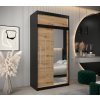 šatní skříň abi y2 s nástavcem s posuvnými dveřmi se zrcadlem - šířka 120 cm dub artisan + černá