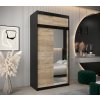 šatní skříň abi y2 s nástavcem s posuvnými dveřmi se zrcadlem - šířka 120 cm dub sonoma + černá