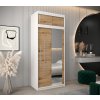 šatní skříň abi y2 s nástavcem s posuvnými dveřmi se zrcadlem - šířka 100 cm dub artisan + bílá
