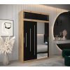 šatní skříň abi y2 s nástavcem s posuvnými dveřmi se zrcadlem - šířka 150 cm dub artisan + černá