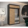 šatní skříň abi y2 s nástavcem s posuvnými dveřmi se zrcadlem - šířka 150 cm dub artisan + černá