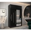 šatní skříň abi y2 s nástavcem s posuvnými dveřmi se zrcadlem - šířka 150 cm černá