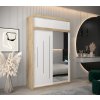 šatní skříň abi y2 s nástavcem s posuvnými dveřmi se zrcadlem - šířka 150 cm dub sonoma + bílá
