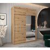 šatní skříň abi y2 s nástavcem s posuvnými dveřmi se zrcadlem - šířka 180 cm dub artisan