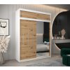 šatní skříň abi y2 s nástavcem s posuvnými dveřmi se zrcadlem - šířka 180 cm dub artisan + bílá