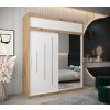 šatní skříň abi y2 s nástavcem s posuvnými dveřmi se zrcadlem - šířka 200 cm dub artisan + bílá