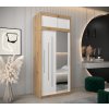 šatní skříň abi y2 s nástavcem s posuvnými dveřmi se zrcadlem - šířka 100 cm dub artisan + bílá