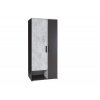 Šatní skříň Berg 1 s klasickými dveřmi s policemi - šířka 90 cm bílá + grafit + enigma