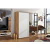 Šatní skříň Ska A20 XL s posuvnými dveřmi se zrcadlem - šířka 200 cm bílá + dub craft zlatý