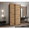 Šatní skříň Lux 1 kombinace černého korpusu a posuvné dveře v odstínu dub artisan