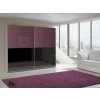Šatní skříň Lux 11 s posuvnými dveřmi - šířka 244 cm bílá + fialová + černá