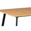 Jídelní stůl 150x80x76 cm, MDF, dekor medový dub, kovová čtyřnohá podnož, černý matný lak
