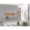 Šatní skříň Lux 24 s posuvnými dveřmi se zrcadlem - šířka 244 cm bílá + dub riviéra