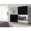 Šatní skříň Lux 26 s posuvnými dveřmi se zrcadlem - šířka 244 cm bílá + černá