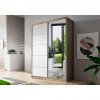 šatní skříň neomi 05 s posuvnými dveřmi se zrcadlem - šířka 120 cm dub sonoma + bílá