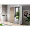 šatní skříň neomi 05 s posuvnými dveřmi se zrcadlem - šířka 120 cm dub sonoma + bílá