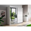 šatní skříň bono bis 05 s posuvnými dveřmi se zrcadlem - šířka 160 cm bílá