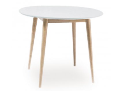 Jídelní stůl kulatý LARSON 90x90 cm bílá/dub bělený