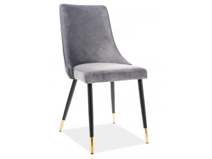 Jídelní čalouněná židle PIANO velvet šedá/černá/zlatá