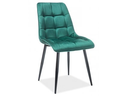 Jídelní čalouněná židle CHIC VELVET zelená/černá