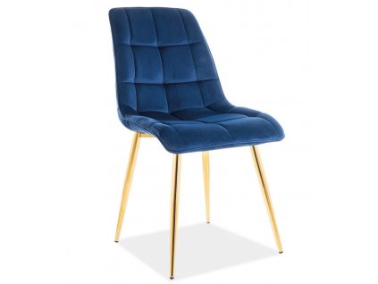 Jídelní čalouněná židle CHIC VELVET granátově modrá/zlatá