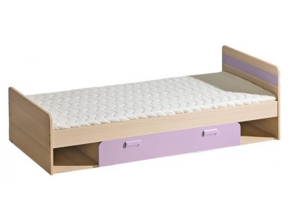 Leo postel s úložným prostorem jasan/fialová