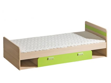 Leo postel s úložným prostorem jasan/zelená