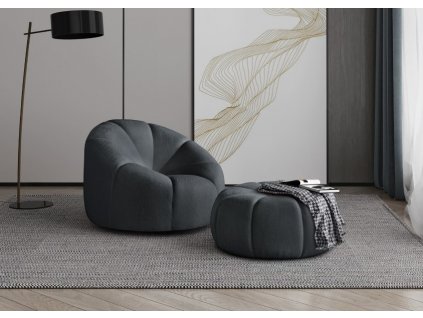 křeslo +taburet Loft tmavě šedá bubble 17