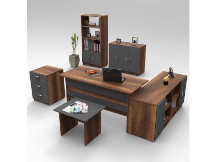 DZEMUL kancelářský set s regálem, baroko/antracit