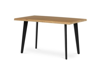 Stůl jídelní, 130x80x75 cm, MDF deska, dekor divoký dub, kov, černý lak