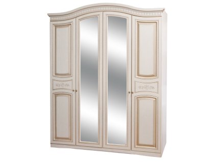 AJAX šatní skříň 4D, bílé dřevo/patina