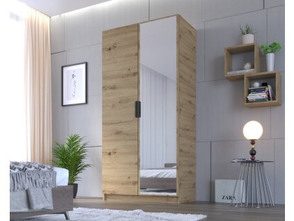 šatní skříń Cynta 100 dub artisan se zrcadlem